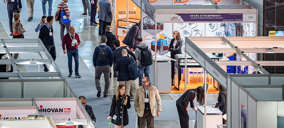 Exhibition Hall with stands at Fastener Fair Italy